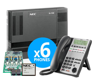 NEC SL1100 Digital System Kit w/ (6) 12-Key Phones, 2Port VMail 4x8x4 1100005