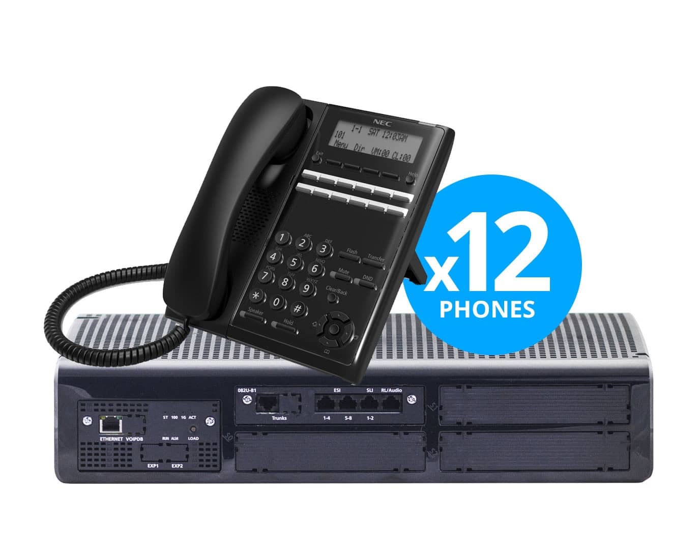 SL2100 System Kit T1/PRI x 16-Digital x 8-IP w/ (12) 12-Key Phones, 4P Vmail (T1x16Dx8IPx4A)