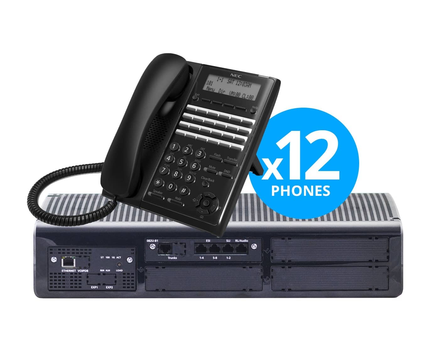 SL2100 System Kit 6-CO x 16-Digital x 8-IP w/ (12) 24-Key Phones, 4P Vmail (6Lx16Dx8IPx4A)