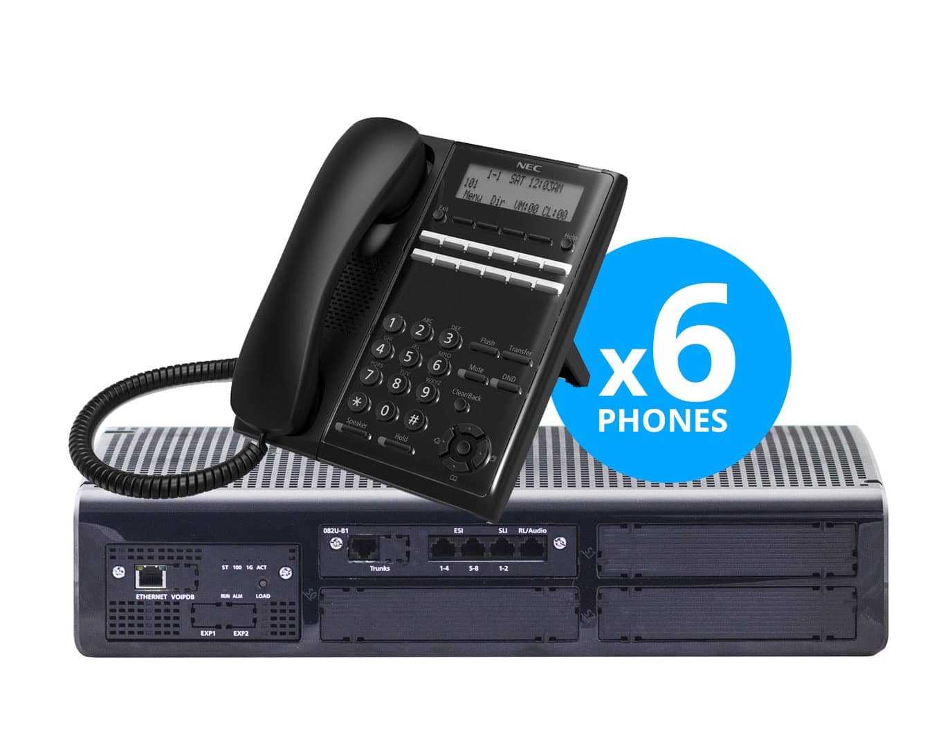 SL2100 System Kit T1/PRI x 8-Digital x 8-IP w/ (6) 12-Key Phones, 4P Vmail (T1x8Dx8IPx2A)