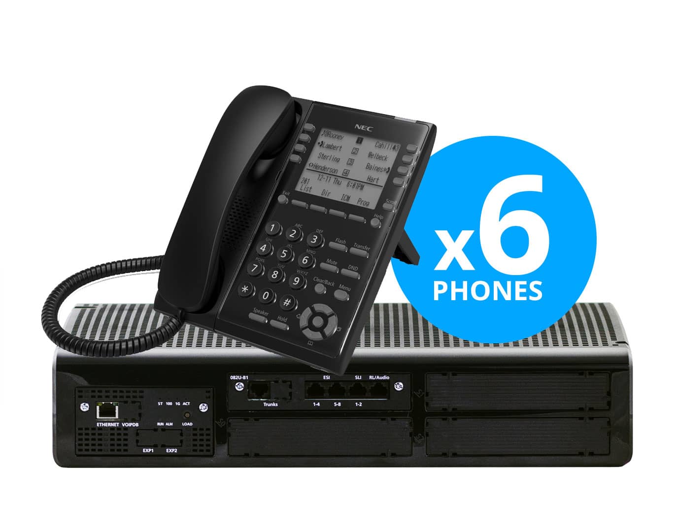 SL2100 System Kit 8-IP w/ (6) DESI-Less IP Phones, 4P Vmail (0Lx8IP)
