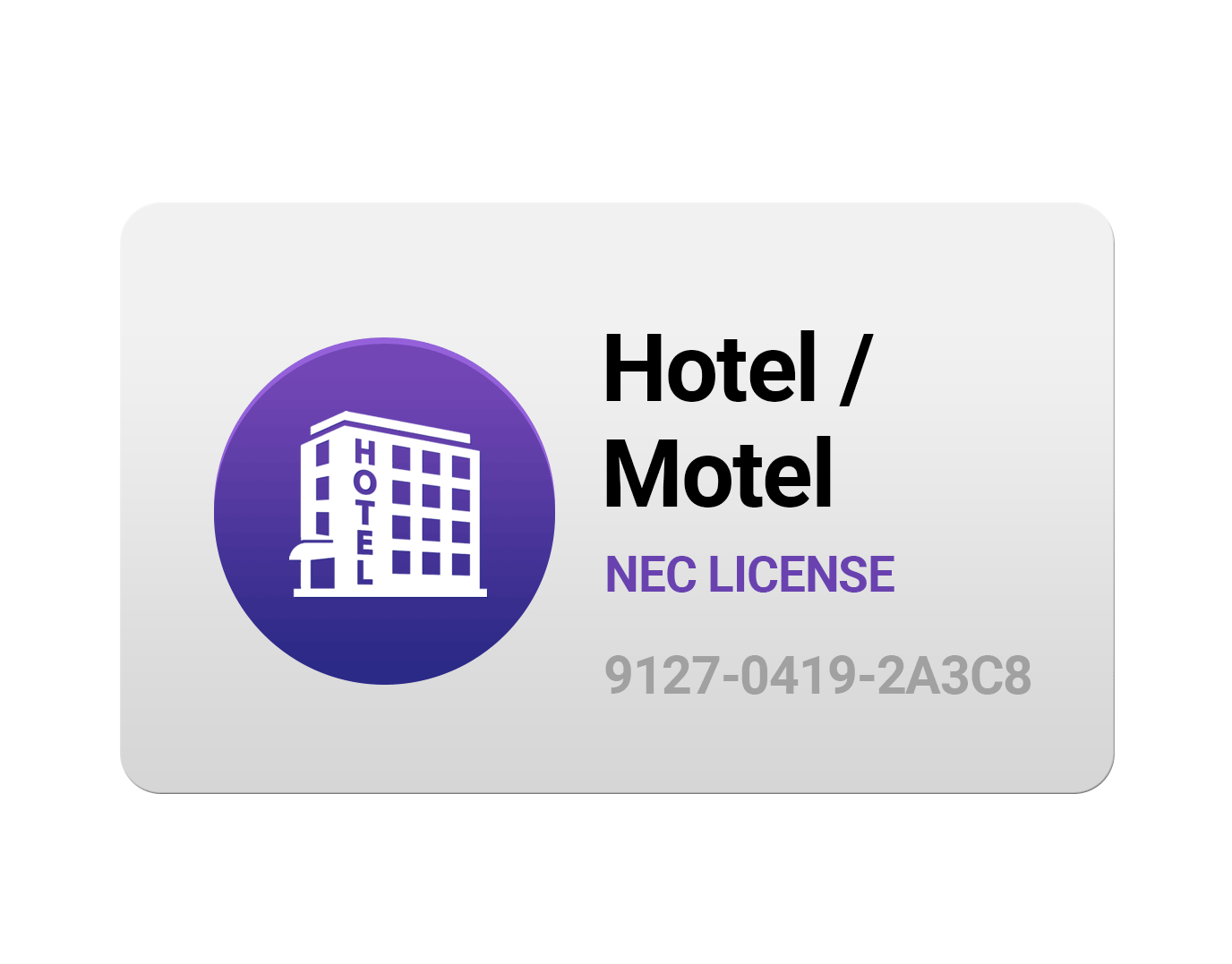 Hotel/Motel License BE116753
