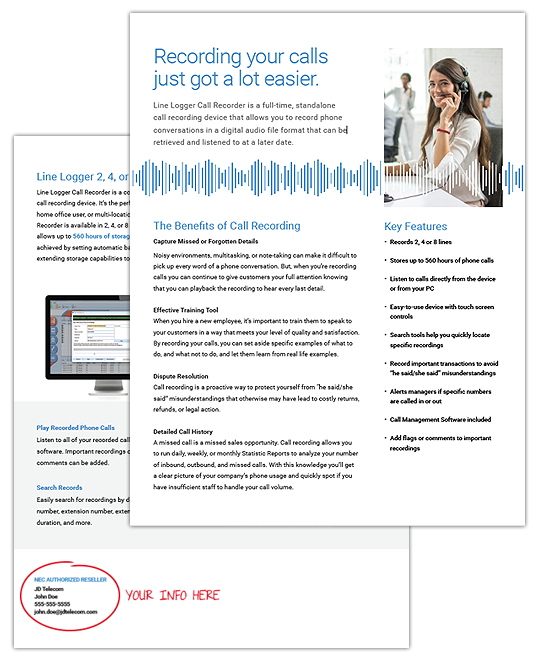 Personalized NEC Voicemail to Email Sales Flyer